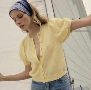Doen Soft Yellow Knit Cardigan